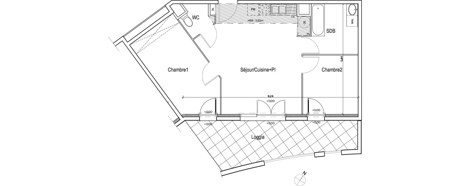 Appartement T3 de 60,41 m2 &agrave; Meyreuil Centre