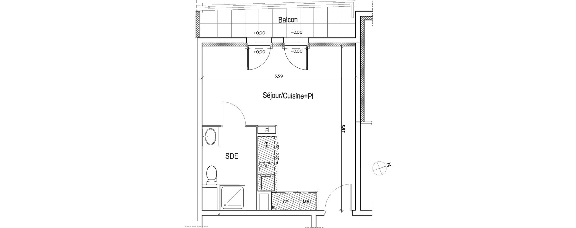 Appartement T1 de 31,87 m2 &agrave; Meyreuil Centre
