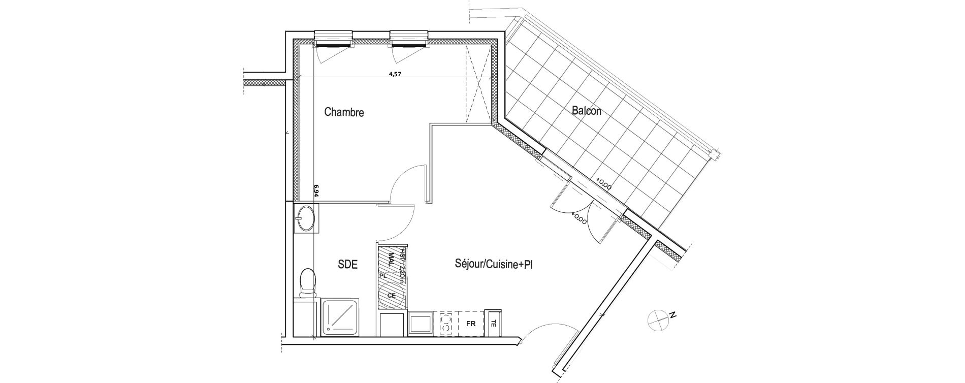 Appartement T2 de 42,54 m2 &agrave; Meyreuil Centre