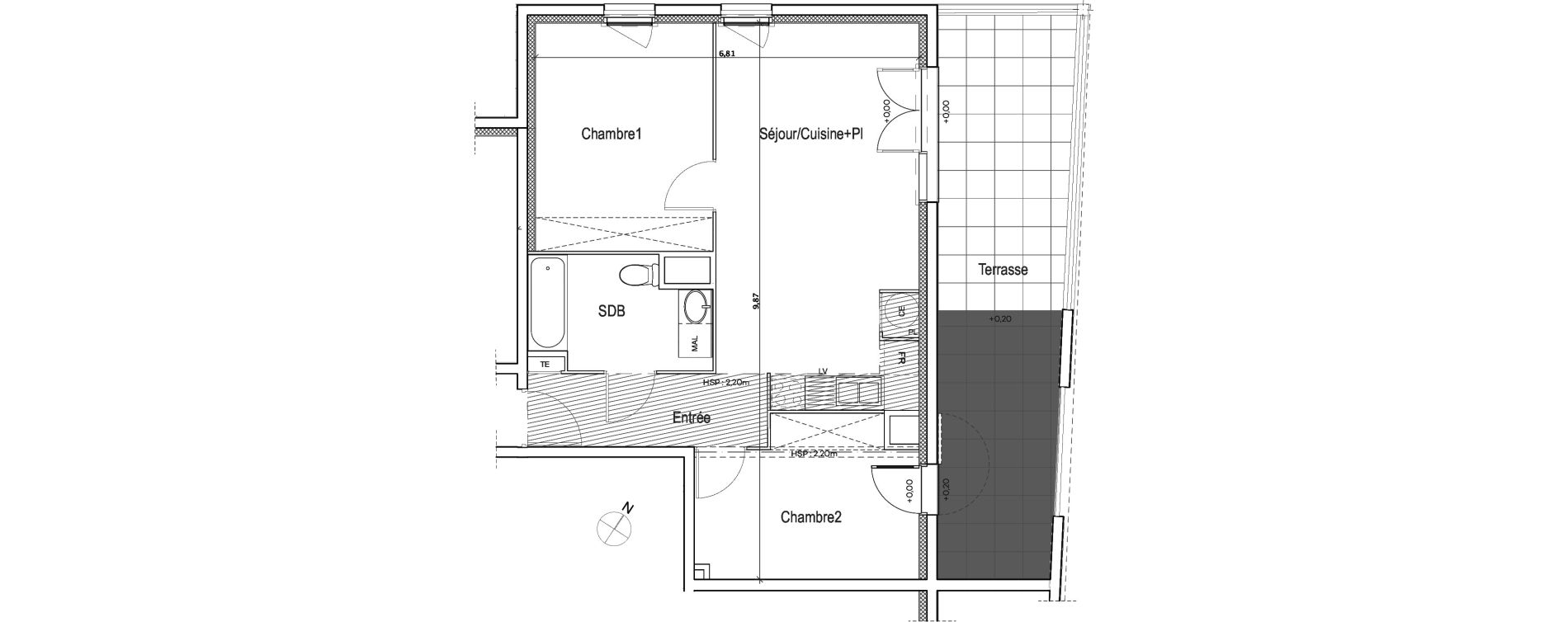 Appartement T3 de 58,80 m2 &agrave; Meyreuil Centre