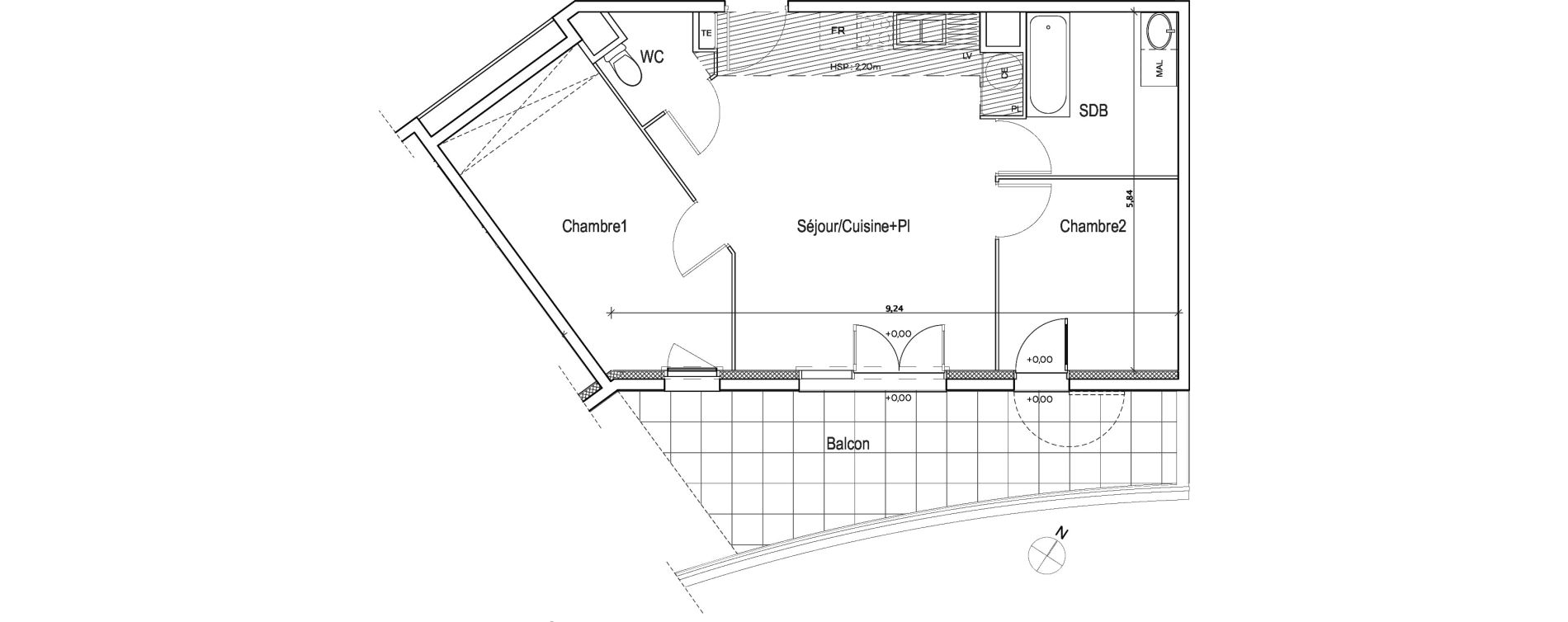 Appartement T3 de 60,41 m2 &agrave; Meyreuil Centre