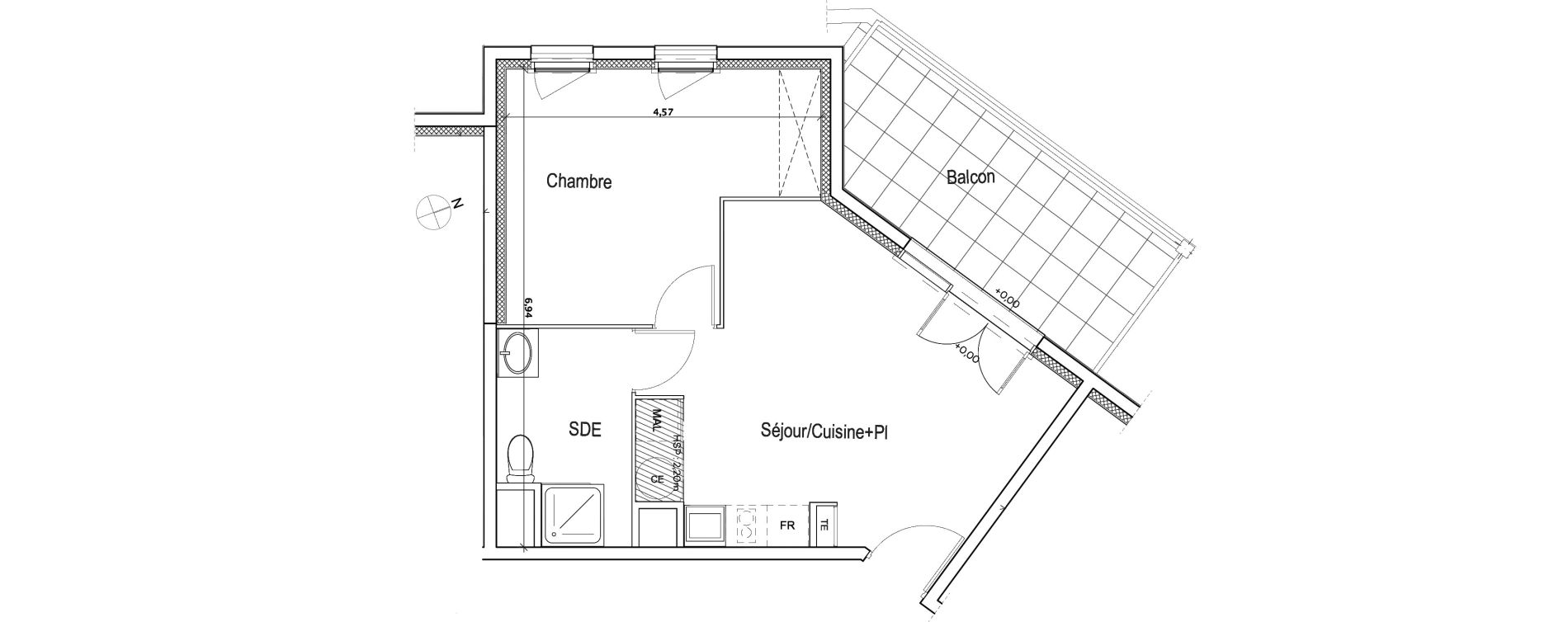 Appartement T2 de 42,57 m2 &agrave; Meyreuil Centre