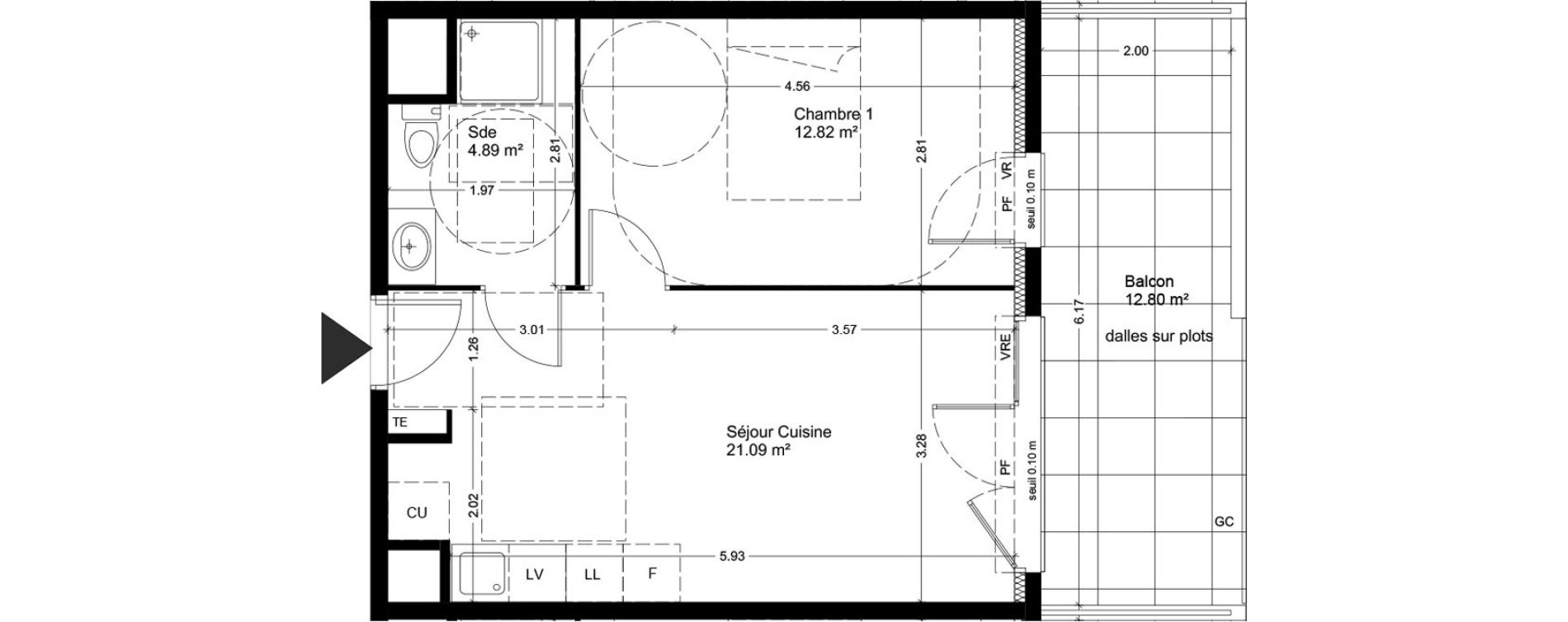 Appartement T2 de 38,80 m2 &agrave; Miramas Carraire