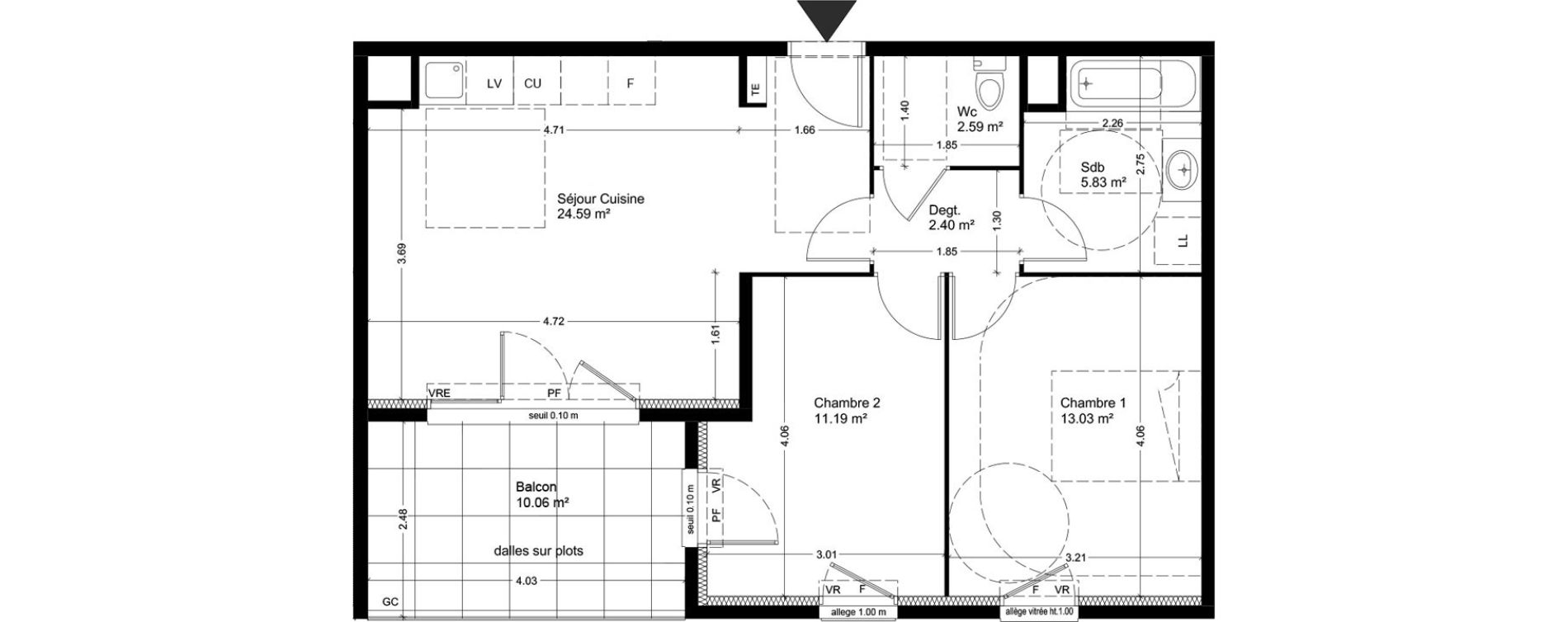 Appartement T3 de 59,63 m2 &agrave; Miramas Carraire