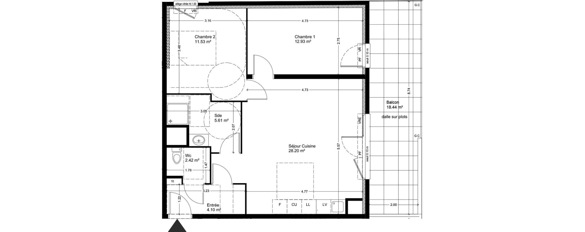 Appartement T3 de 64,72 m2 &agrave; Miramas Carraire