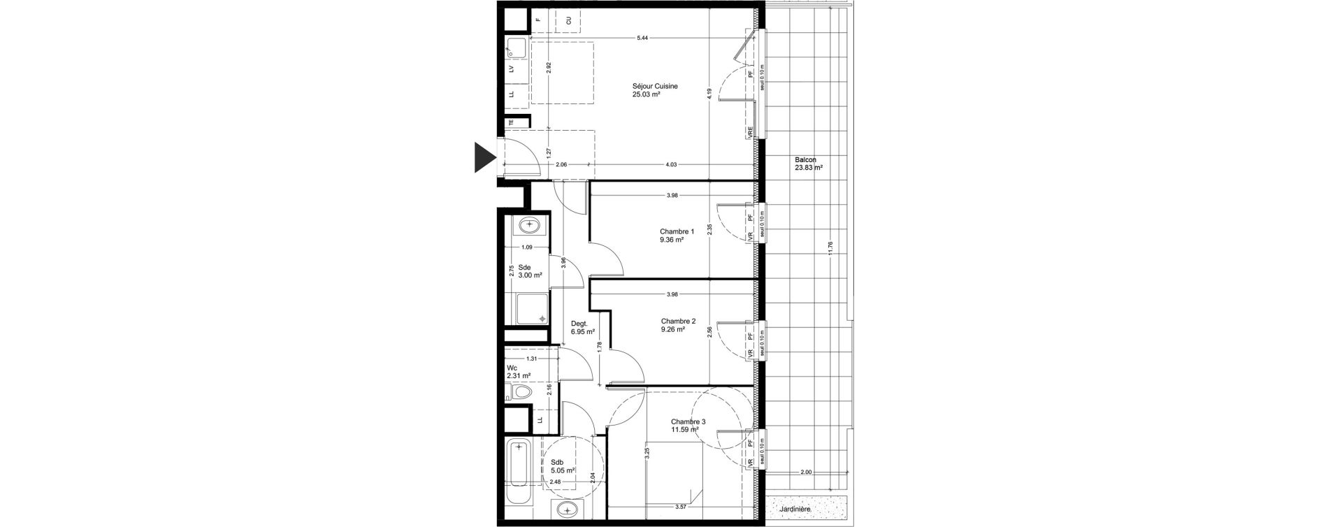 Appartement T4 de 72,55 m2 &agrave; Miramas Carraire