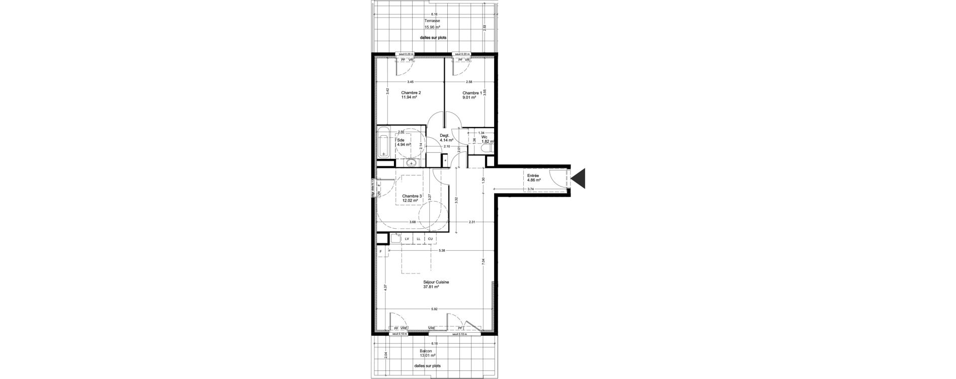 Appartement T4 de 86,54 m2 &agrave; Miramas Carraire