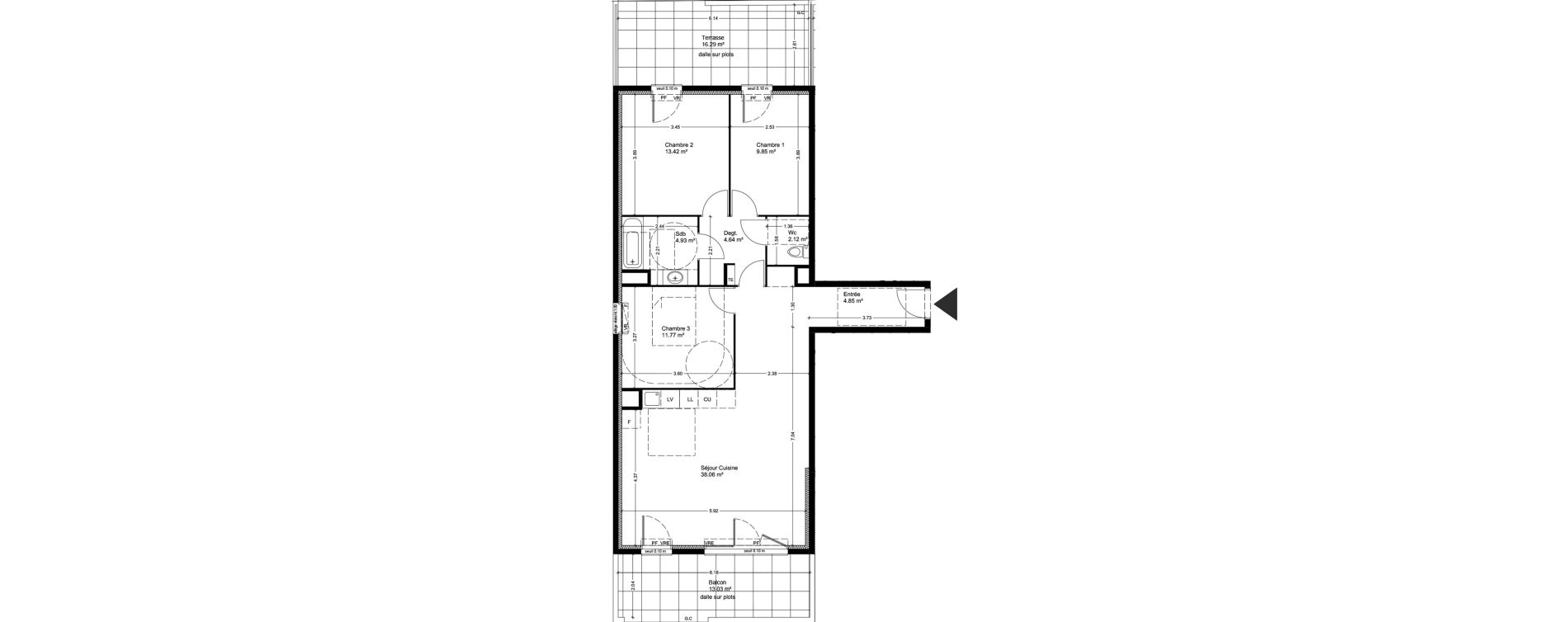 Appartement T4 de 89,64 m2 &agrave; Miramas Carraire