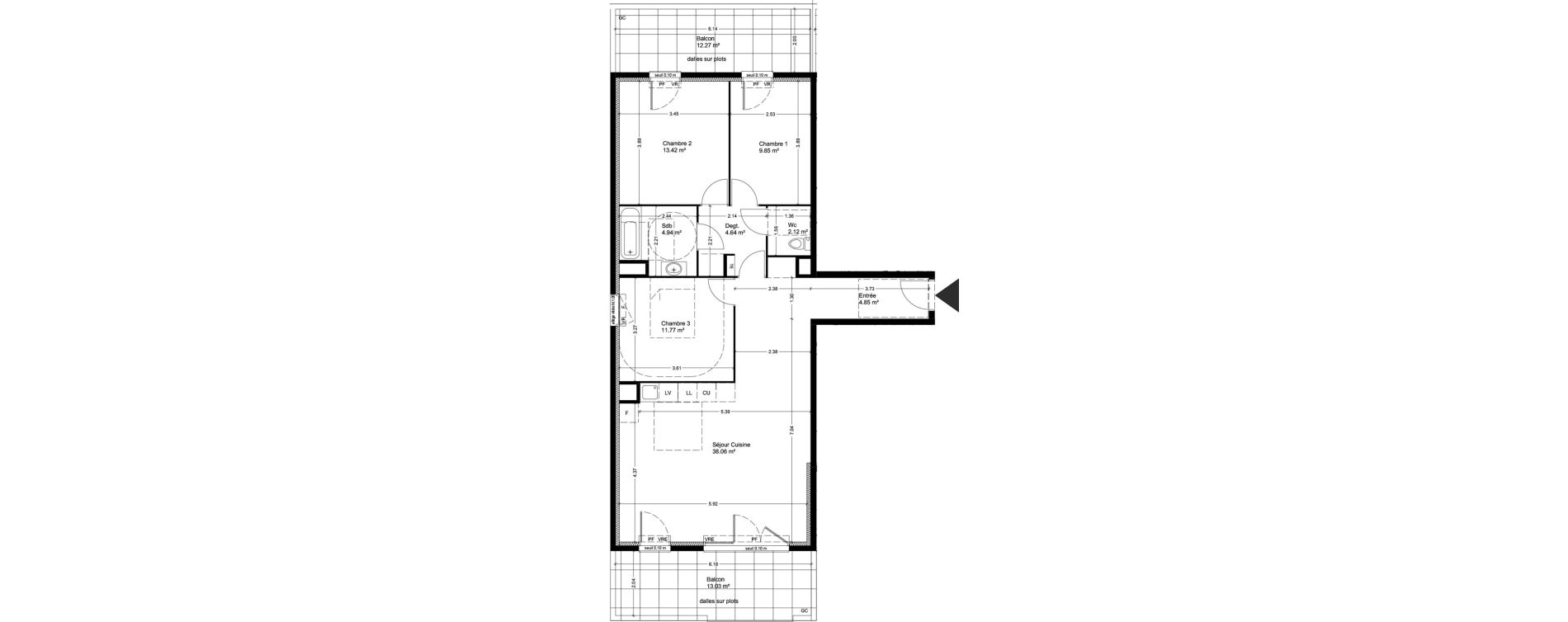 Appartement T4 de 89,65 m2 &agrave; Miramas Carraire
