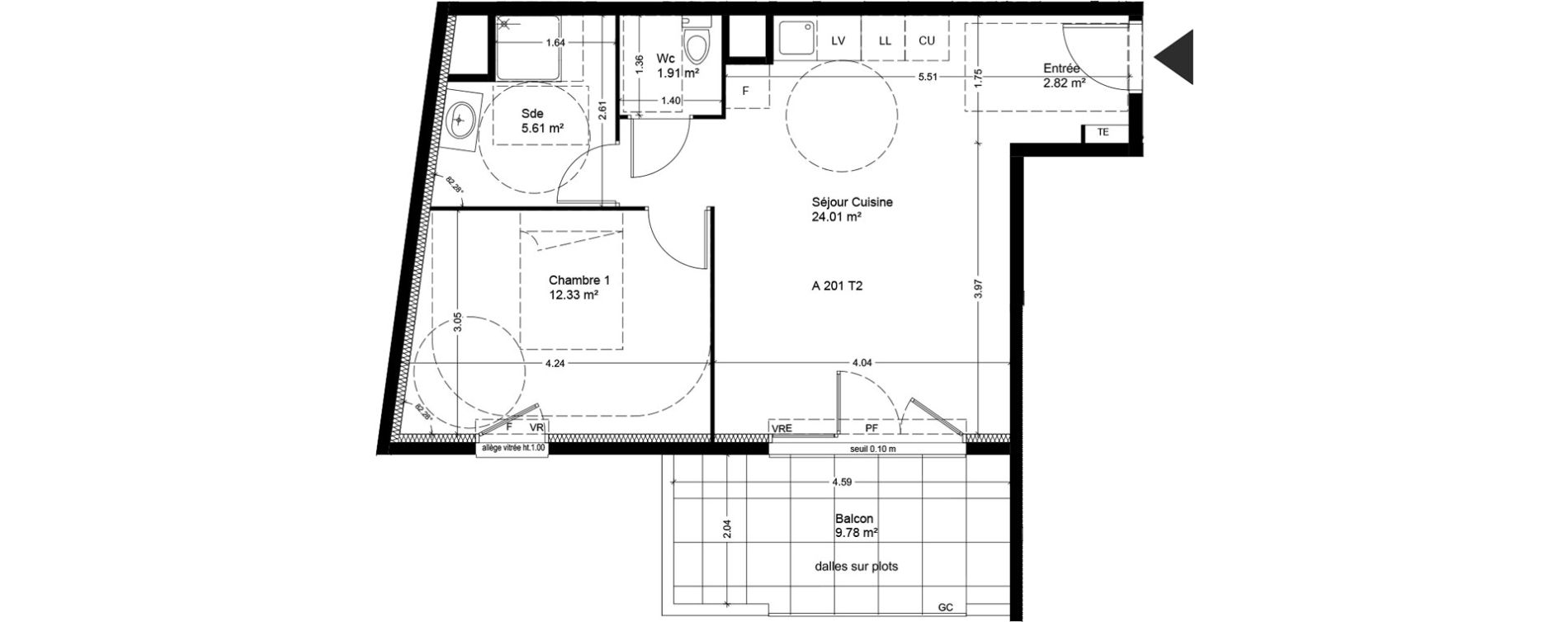 Appartement T2 de 46,68 m2 &agrave; Miramas Carraire