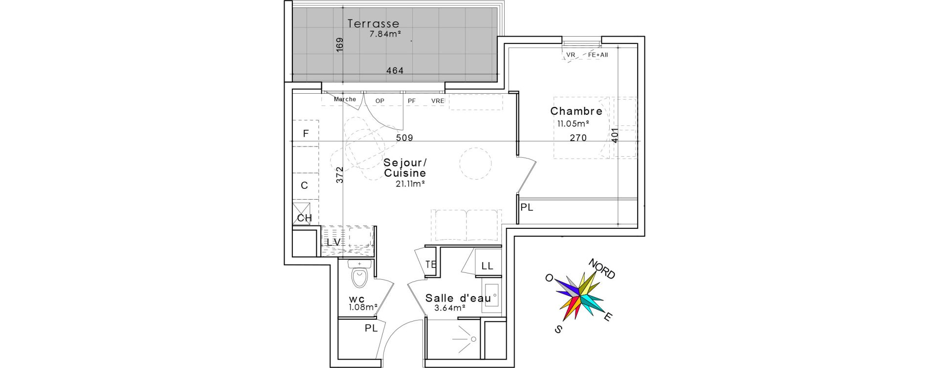 Appartement T2 de 36,88 m2 &agrave; Miramas Campagne