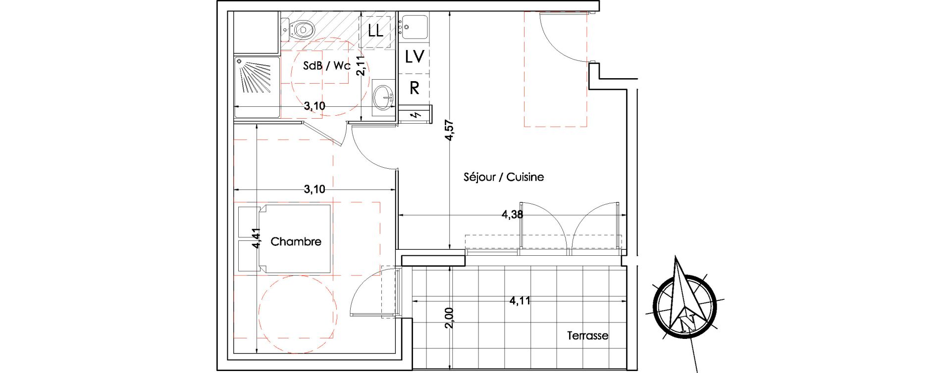 Appartement T2 de 37,90 m2 &agrave; Miramas Centre