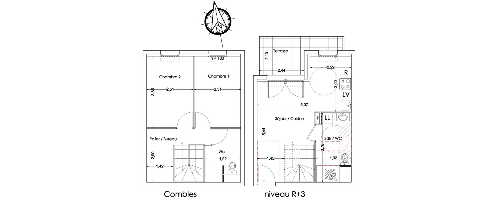 Duplex T3 de 56,70 m2 &agrave; Miramas Centre
