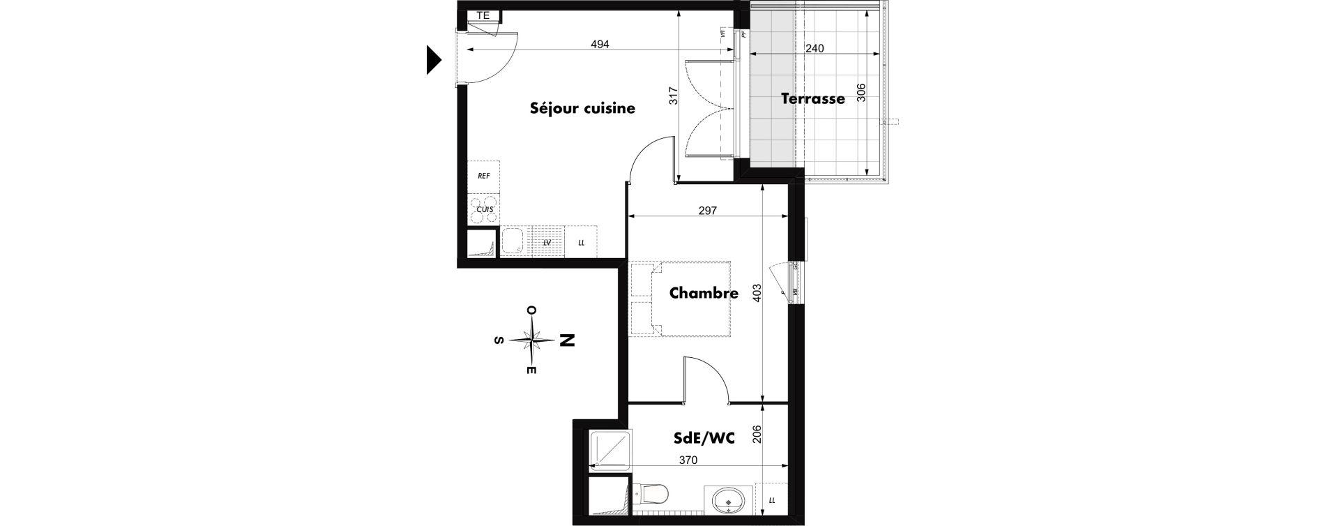 Appartement T2 de 37,87 m2 &agrave; P&eacute;lissanne Centre