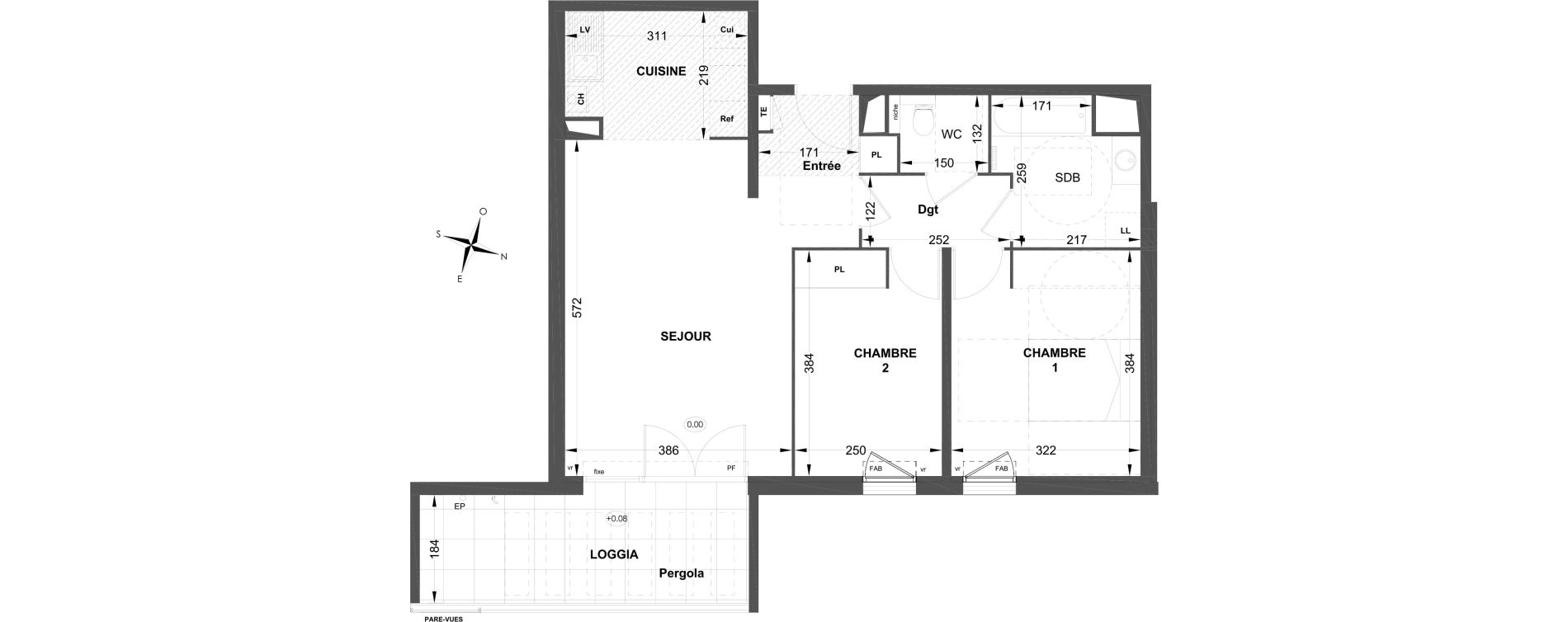 Appartement T3 de 64,53 m2 &agrave; P&eacute;lissanne Centre
