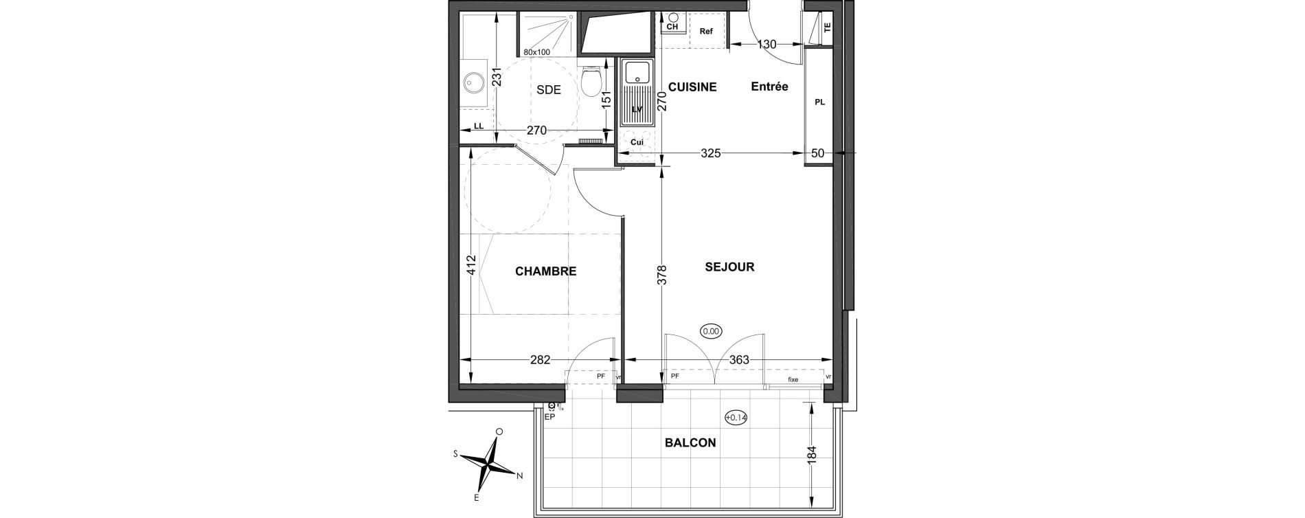 Appartement T2 de 40,32 m2 &agrave; P&eacute;lissanne Centre