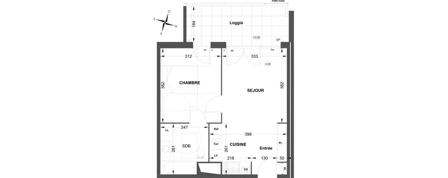 Appartement T2 de 40,59 m2 &agrave; P&eacute;lissanne Centre