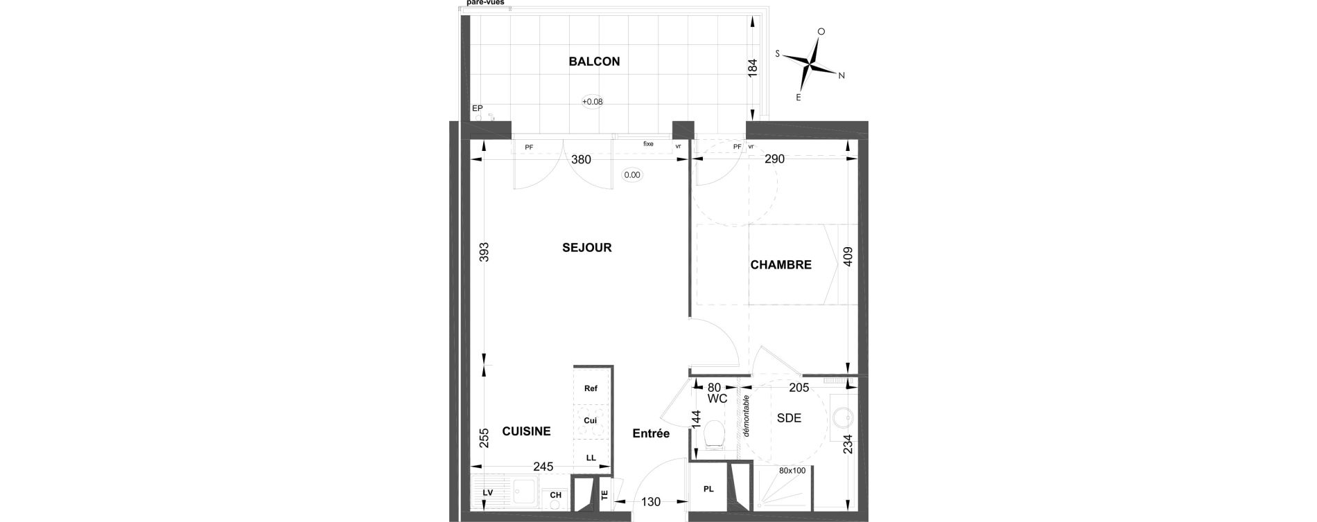Appartement T2 de 42,13 m2 &agrave; P&eacute;lissanne Centre