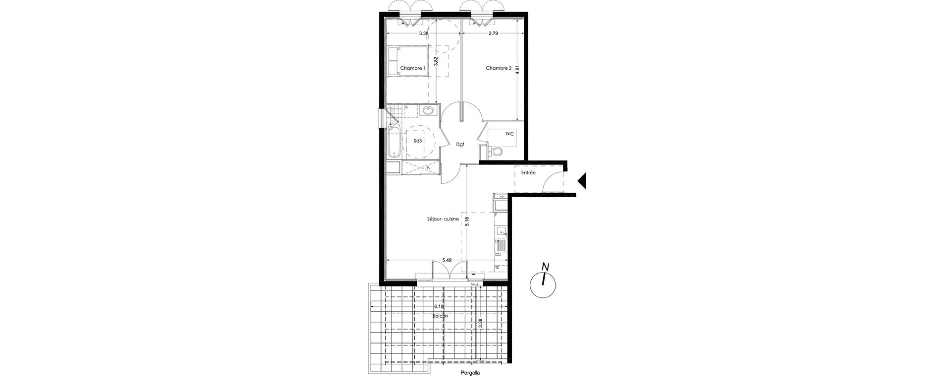 Appartement T3 de 69,60 m2 &agrave; Peynier Centre