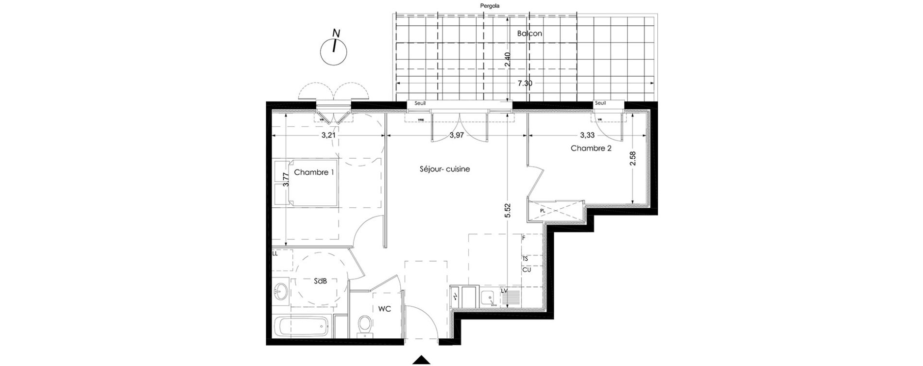 Appartement T3 de 53,10 m2 &agrave; Peynier Centre