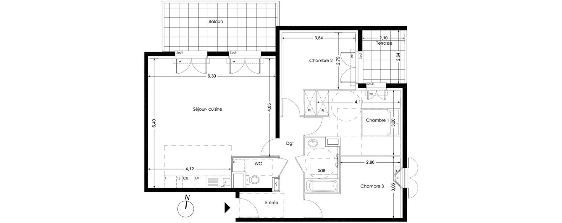 Appartement T4 de 88,40 m2 &agrave; Peynier Centre