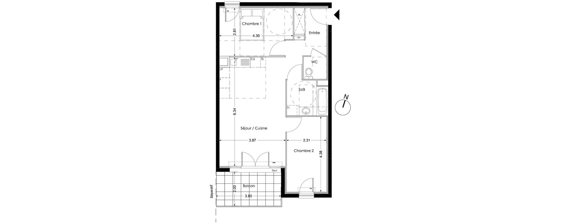 Appartement T3 de 58,90 m2 &agrave; Peynier Centre