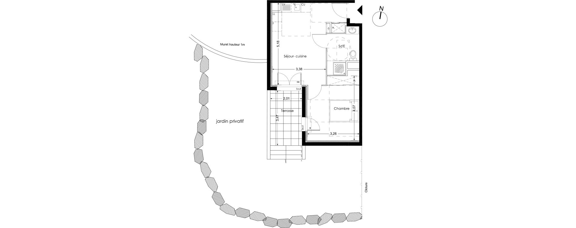 Appartement T2 de 37,00 m2 &agrave; Peynier Centre