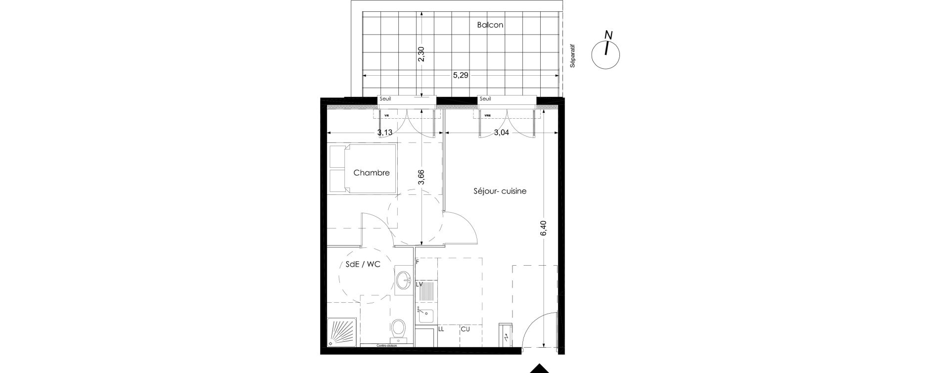 Appartement T2 de 38,60 m2 &agrave; Peynier Centre