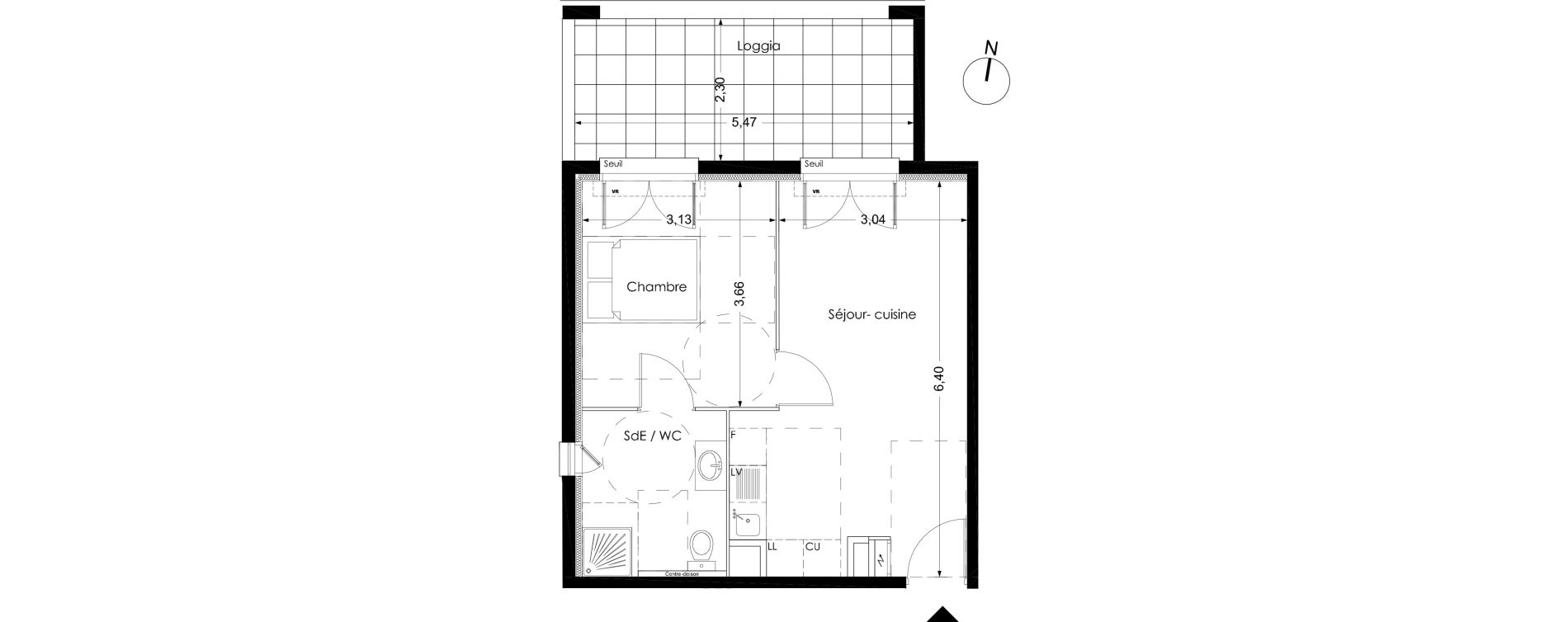 Appartement T2 de 38,40 m2 &agrave; Peynier Centre