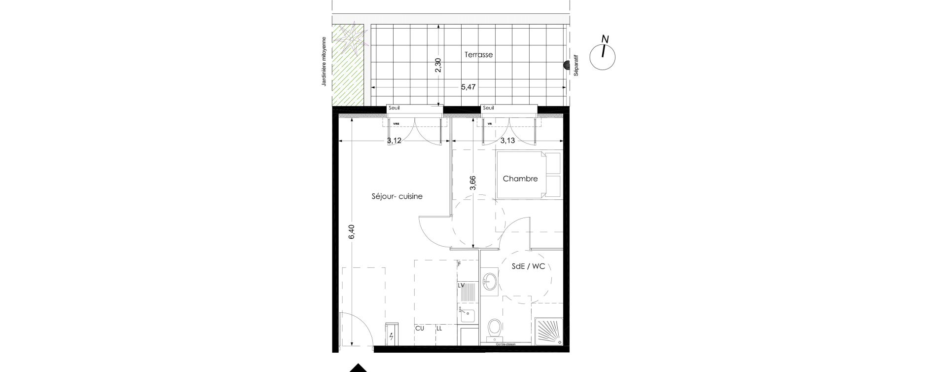 Appartement T2 de 38,60 m2 &agrave; Peynier Centre
