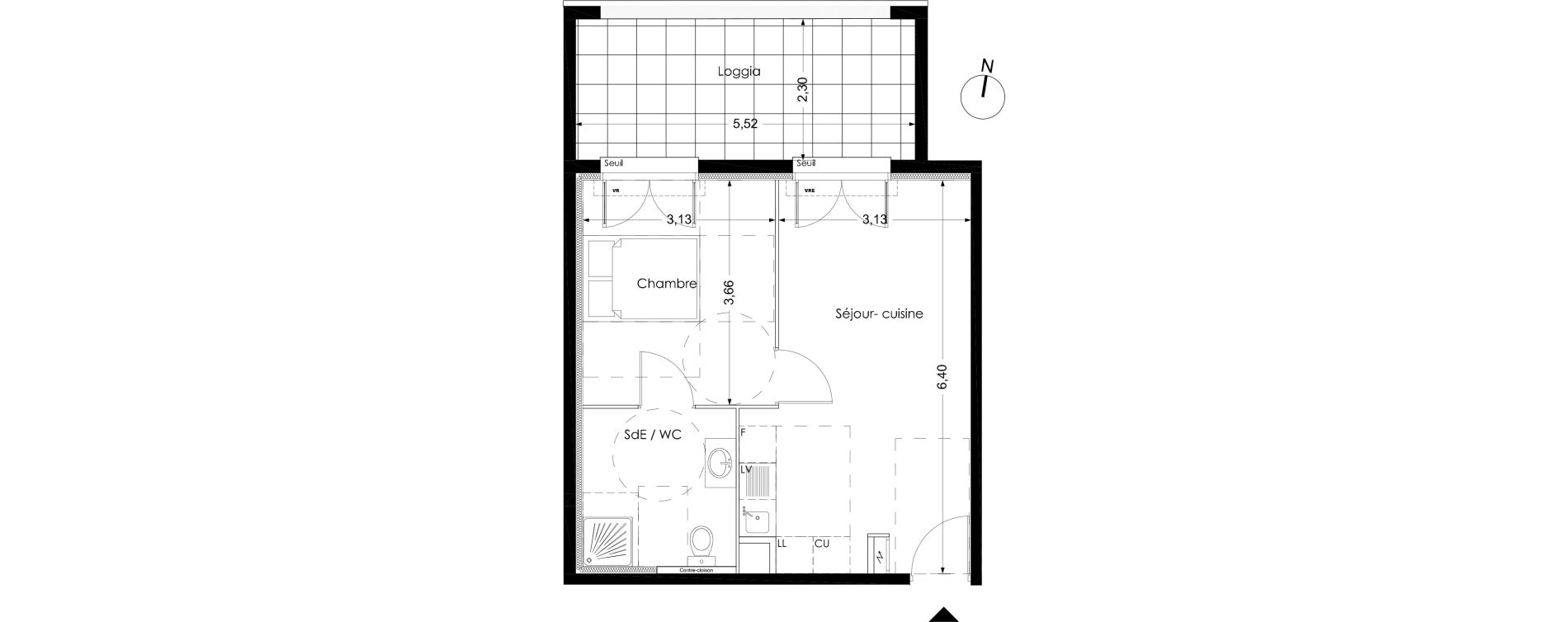 Appartement T2 de 38,80 m2 &agrave; Peynier Centre