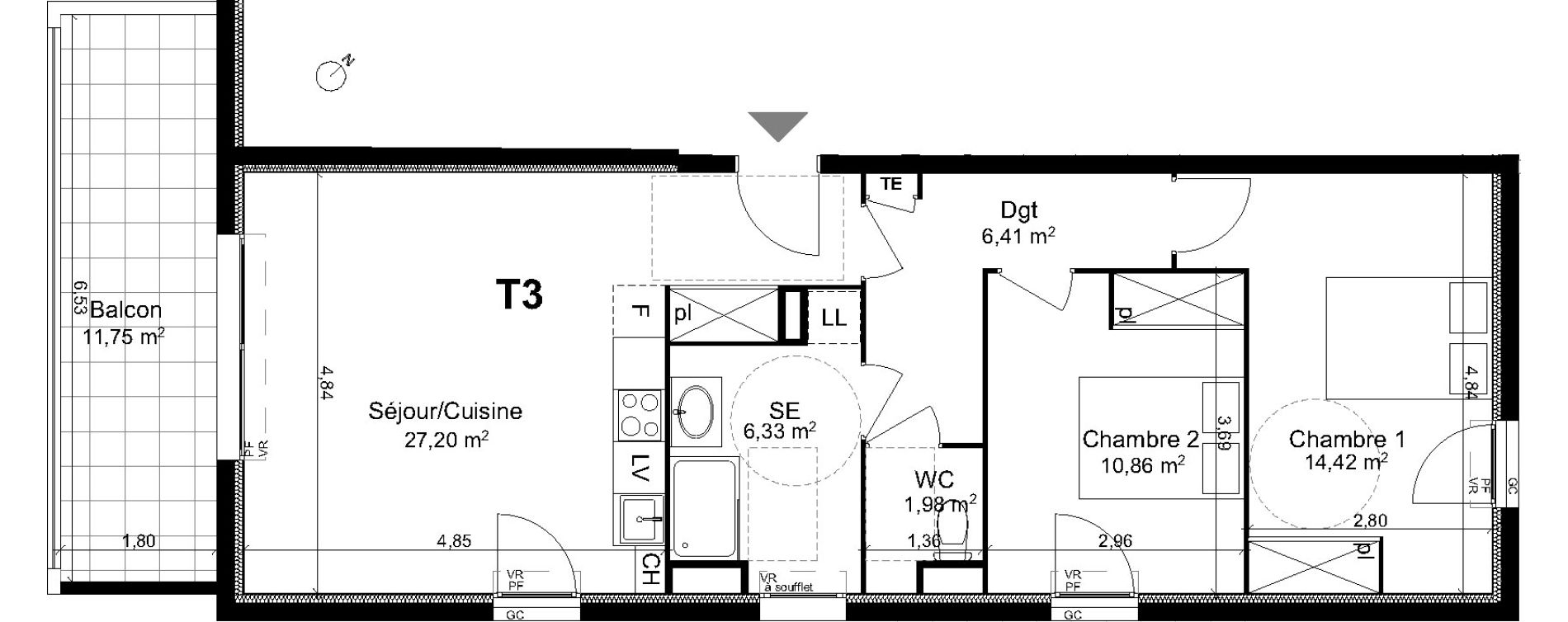 Appartement T3 de 67,20 m2 &agrave; Plan-De-Cuques Centre