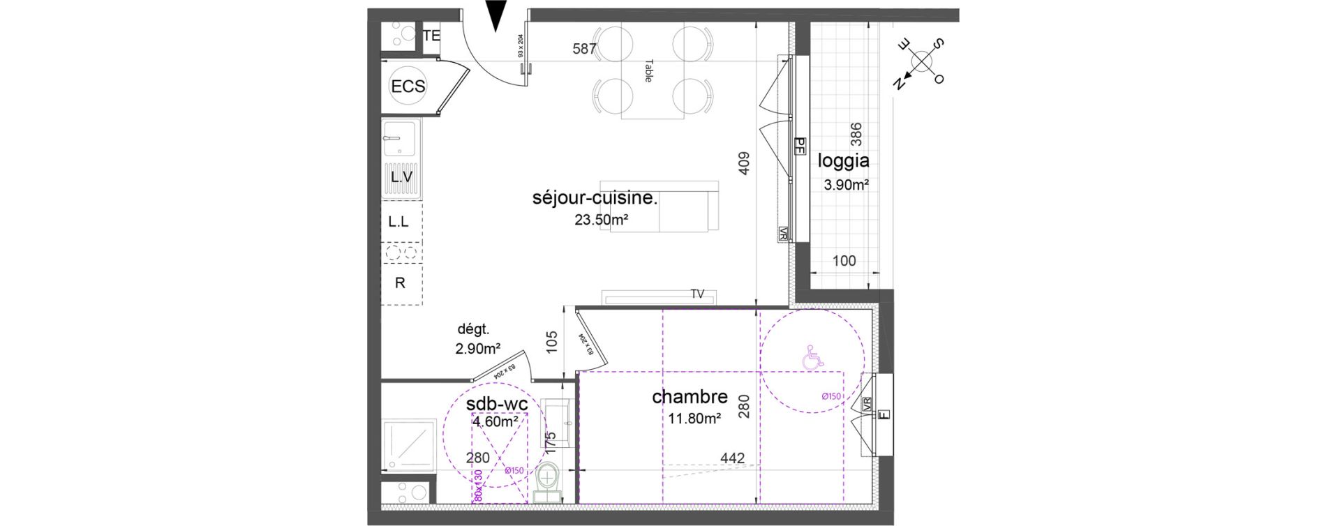 Appartement T2 de 42,80 m2 &agrave; Port-De-Bouc Centre