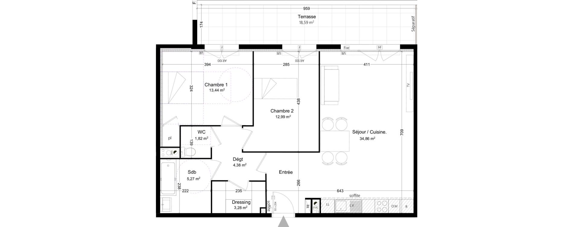 Appartement T3 de 76,04 m2 &agrave; Port-De-Bouc Ecarts