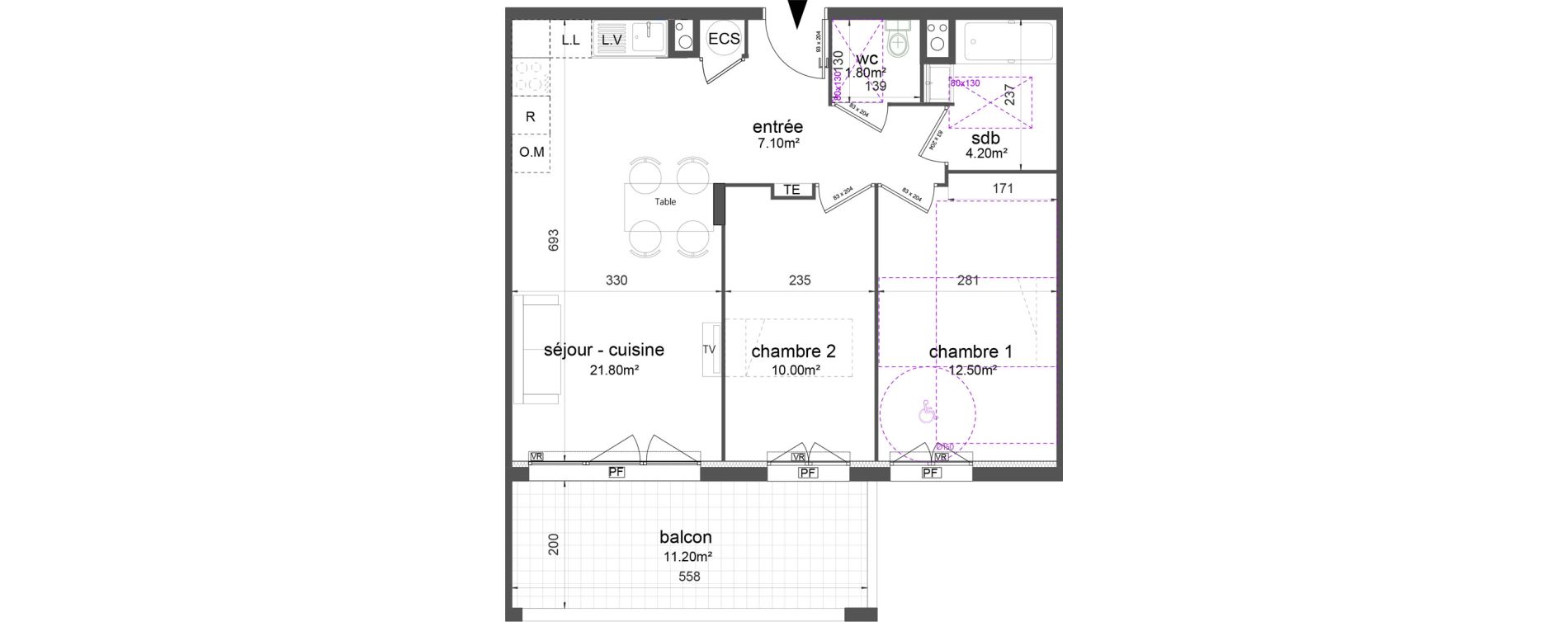 Appartement T3 de 57,40 m2 &agrave; Port-De-Bouc Ecarts