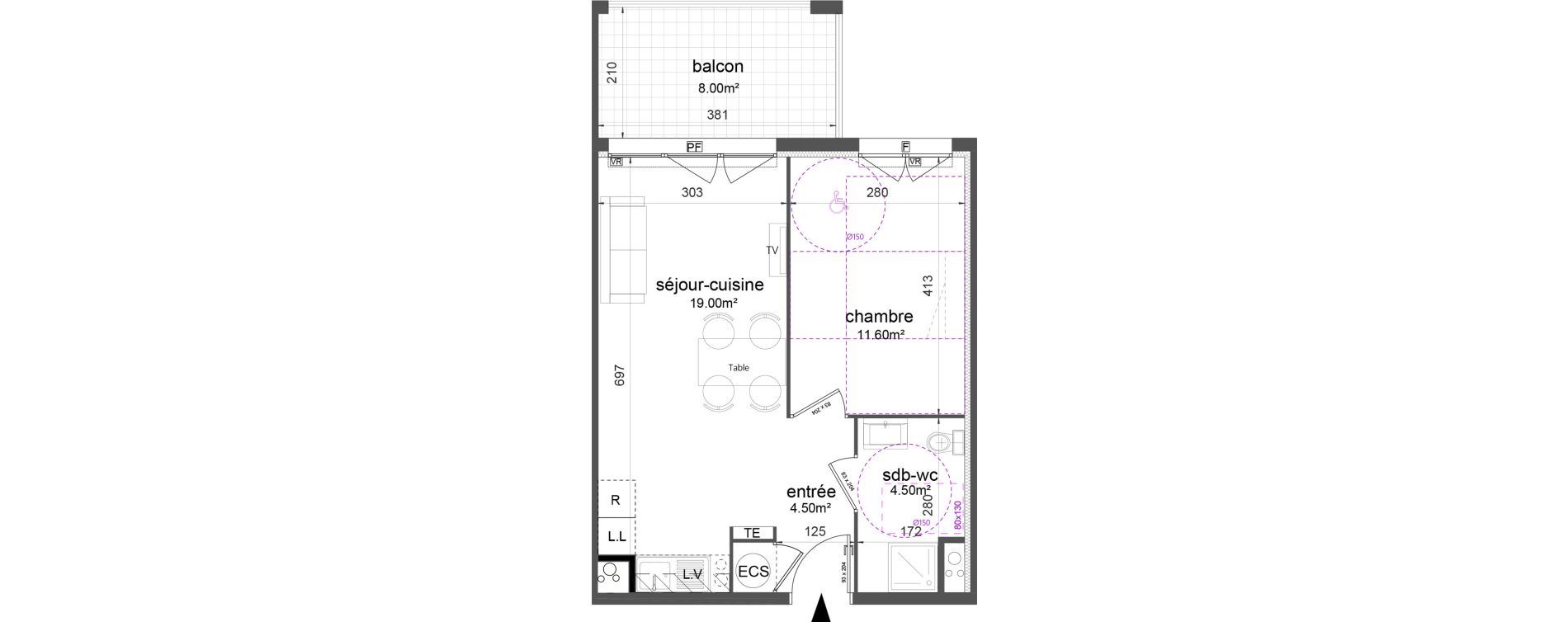 Appartement T2 de 39,60 m2 &agrave; Port-De-Bouc Ecarts