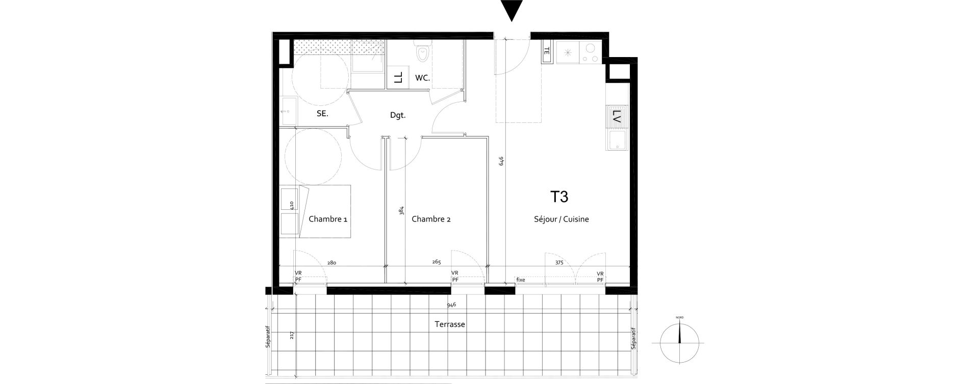 Appartement T3 de 57,70 m2 &agrave; Port-De-Bouc Centre