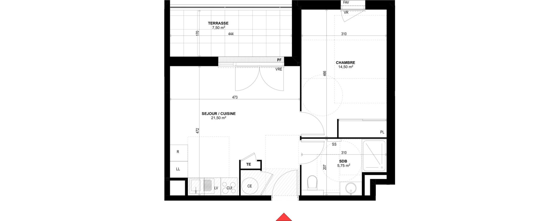 Appartement T2 de 41,75 m2 &agrave; Rognac Centre