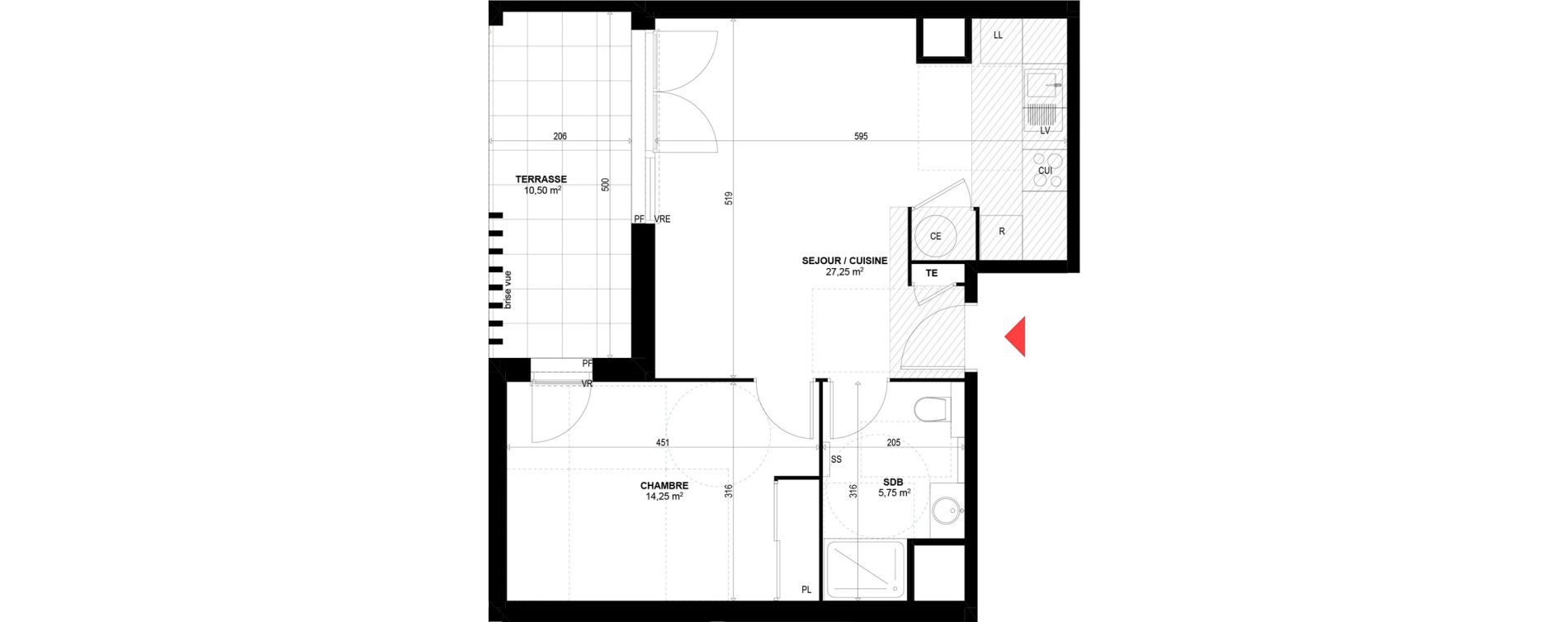 Appartement T2 de 47,25 m2 &agrave; Rognac Centre