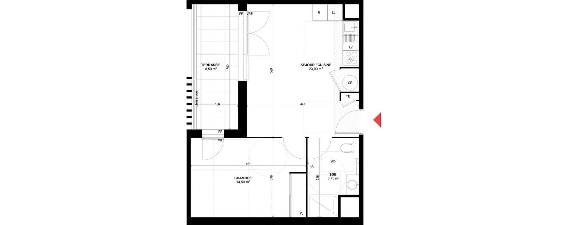 Appartement T2 de 43,25 m2 &agrave; Rognac Centre