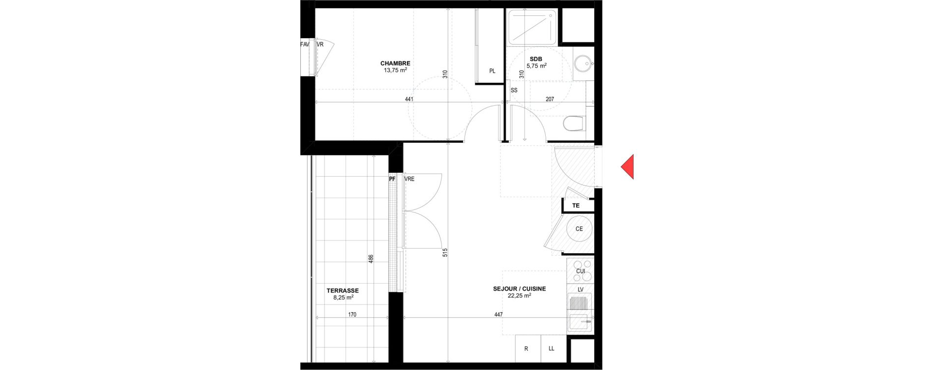 Appartement T2 de 41,75 m2 &agrave; Rognac Centre