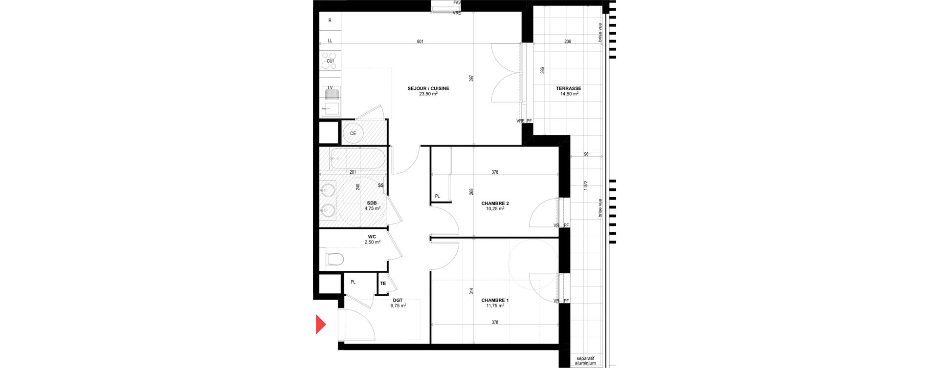 Appartement T3 de 62,50 m2 &agrave; Rognac Centre