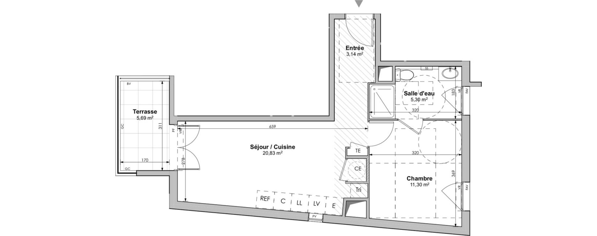 Appartement T2 de 40,57 m2 &agrave; Rognac Centre