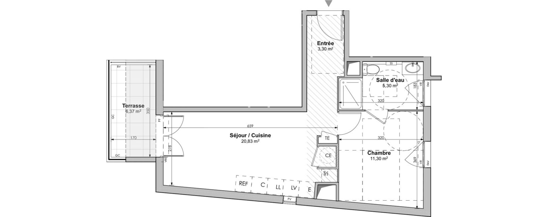 Appartement T2 de 40,73 m2 &agrave; Rognac Centre