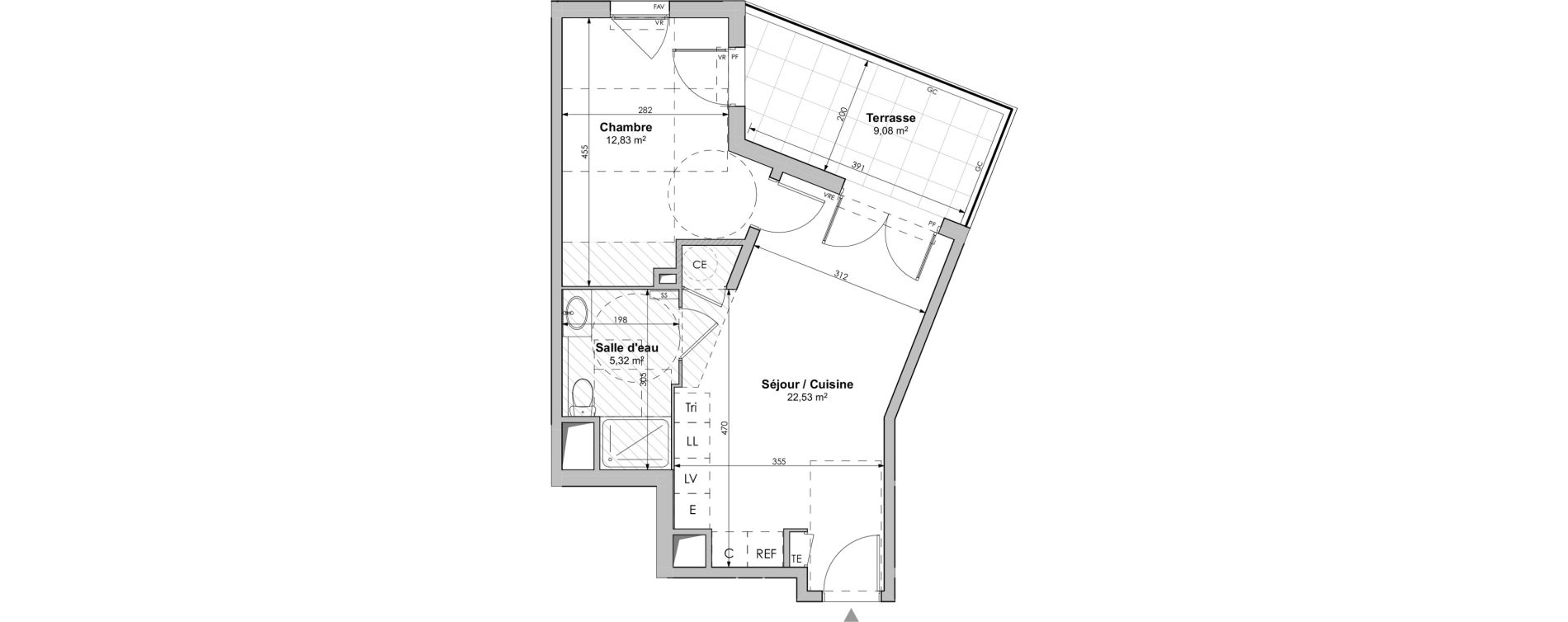 Appartement T2 de 40,68 m2 &agrave; Rognac Centre