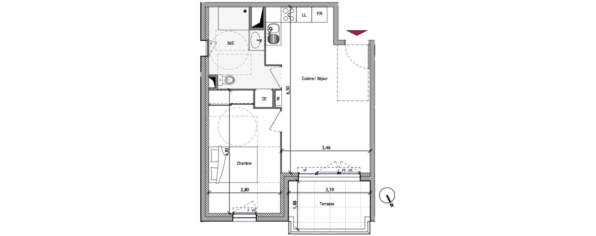 Appartement T2 de 41,78 m2 &agrave; Roquevaire Centre