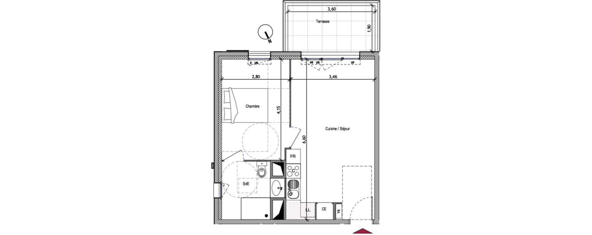 Appartement T2 de 39,88 m2 &agrave; Roquevaire Centre