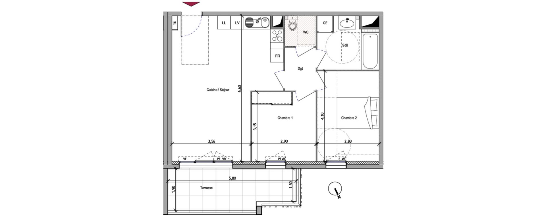 Appartement T3 de 59,61 m2 &agrave; Roquevaire Centre