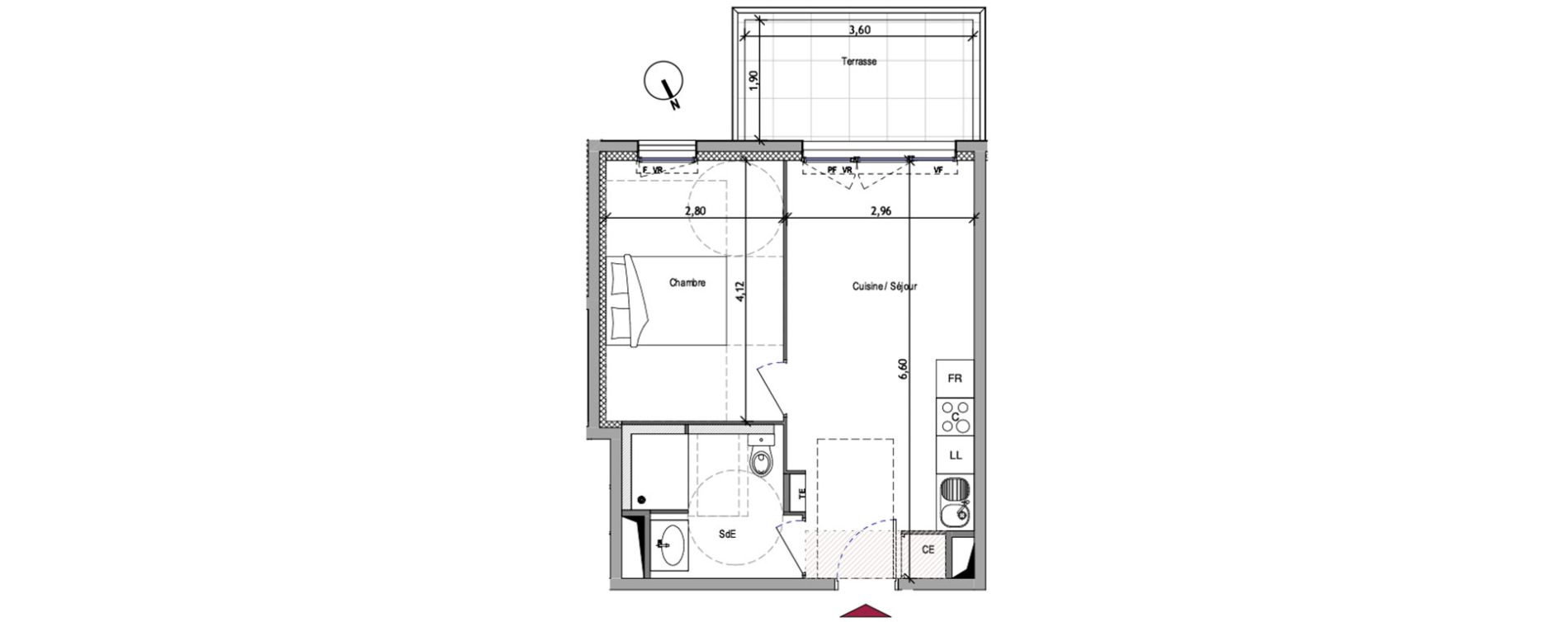 Appartement T2 de 36,13 m2 &agrave; Roquevaire Centre