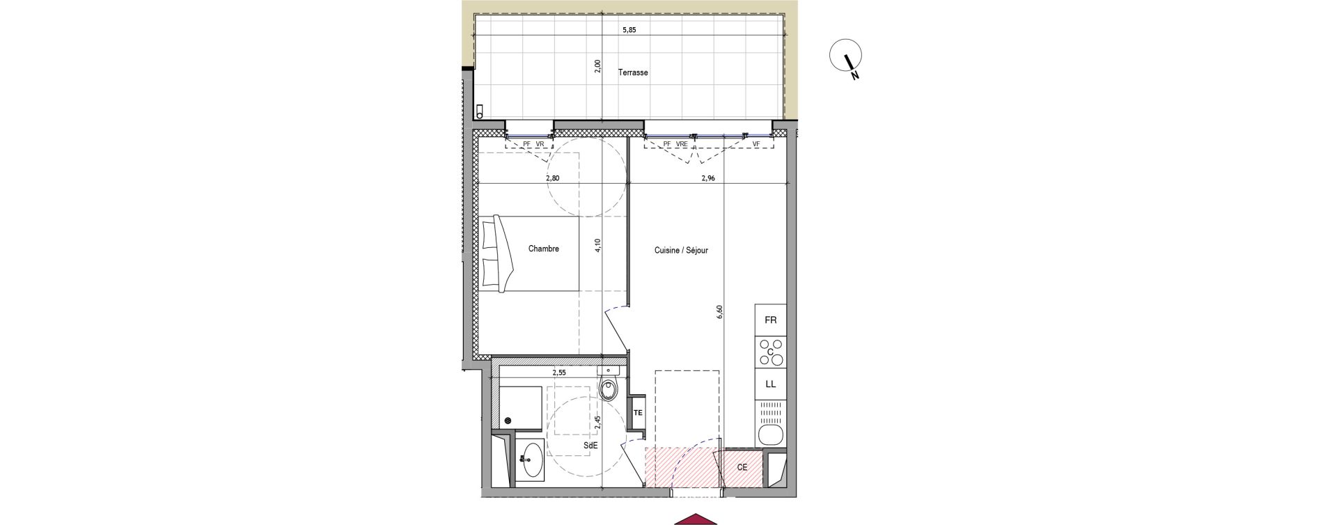 Appartement T2 de 35,57 m2 &agrave; Roquevaire Centre